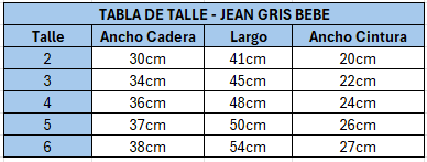 Tabla de talles